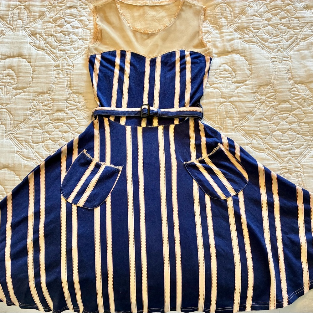 Effie's Heart Beige and Cream Striped Dress